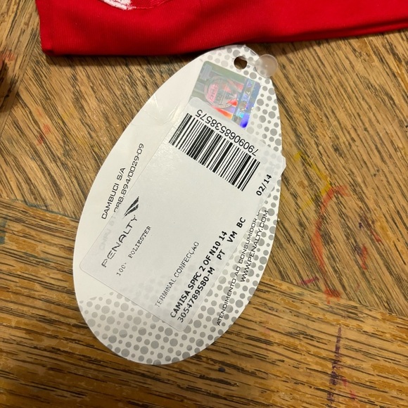 NWT PENALTY SPFC SAN PAULO RED AND BLACK STRIPED JERSEY #10 AGUILA  SIZE MEDIUM - Picture 3 of 8